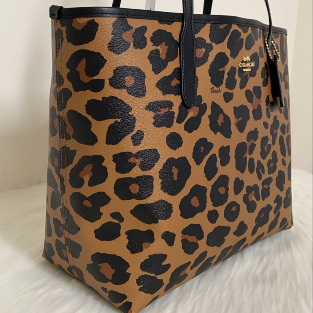 New💃Coach City Tote With Leopard Print Purse - Picture 2 of 8